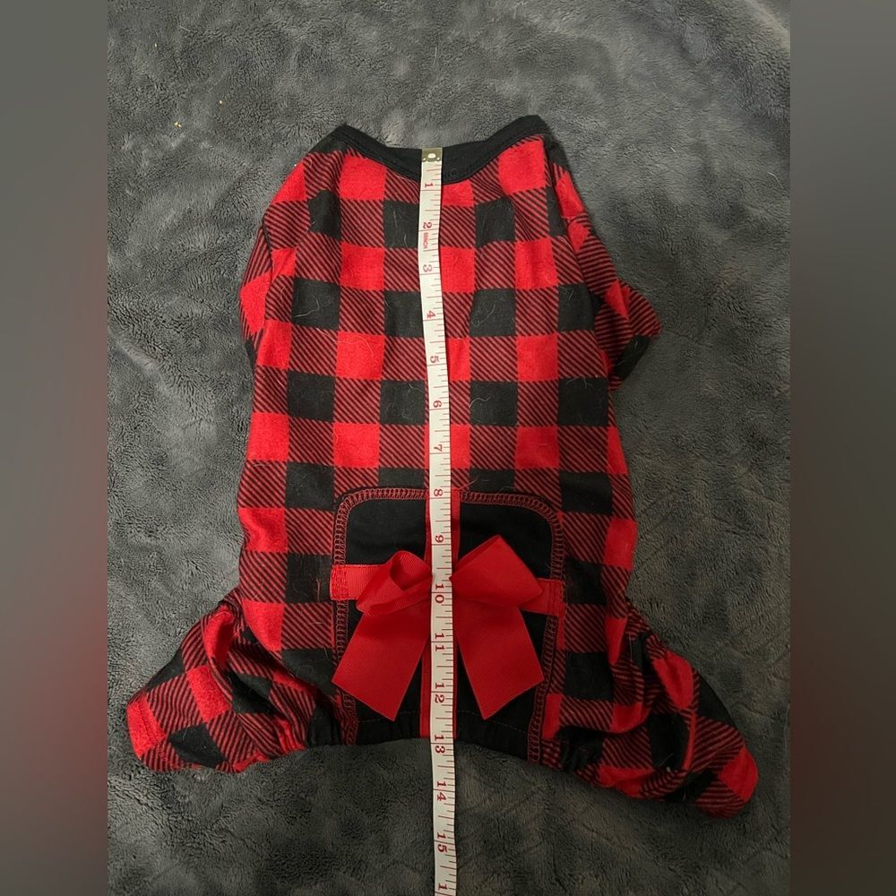 Plaid Christmas present dog pajamas - Picture 4 of 5